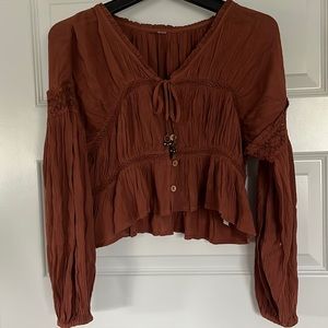 Free people Firecracker Top Size XS Dark Red Maple Coffee / Great condition